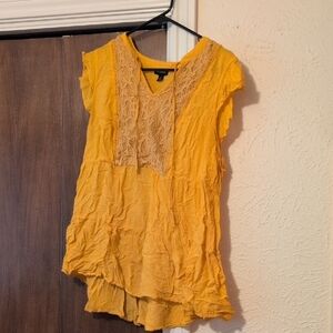 Yellow Lace Detail Women's Top